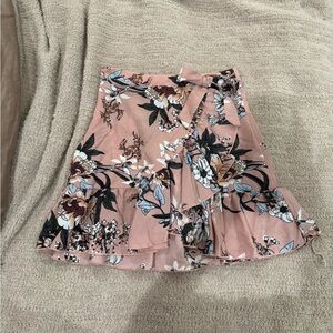 SHEIN Teen Floral Wrap Skirt in Pink